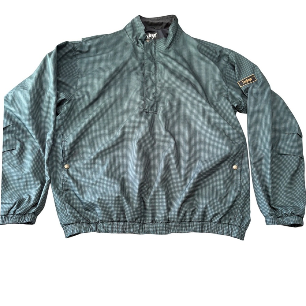 FootJoy DryJoys Windshirt Mens Large Green Houndstooth Golf Windbreaker Jacket